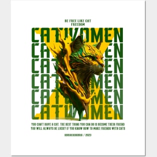 Cat women colorful Posters and Art